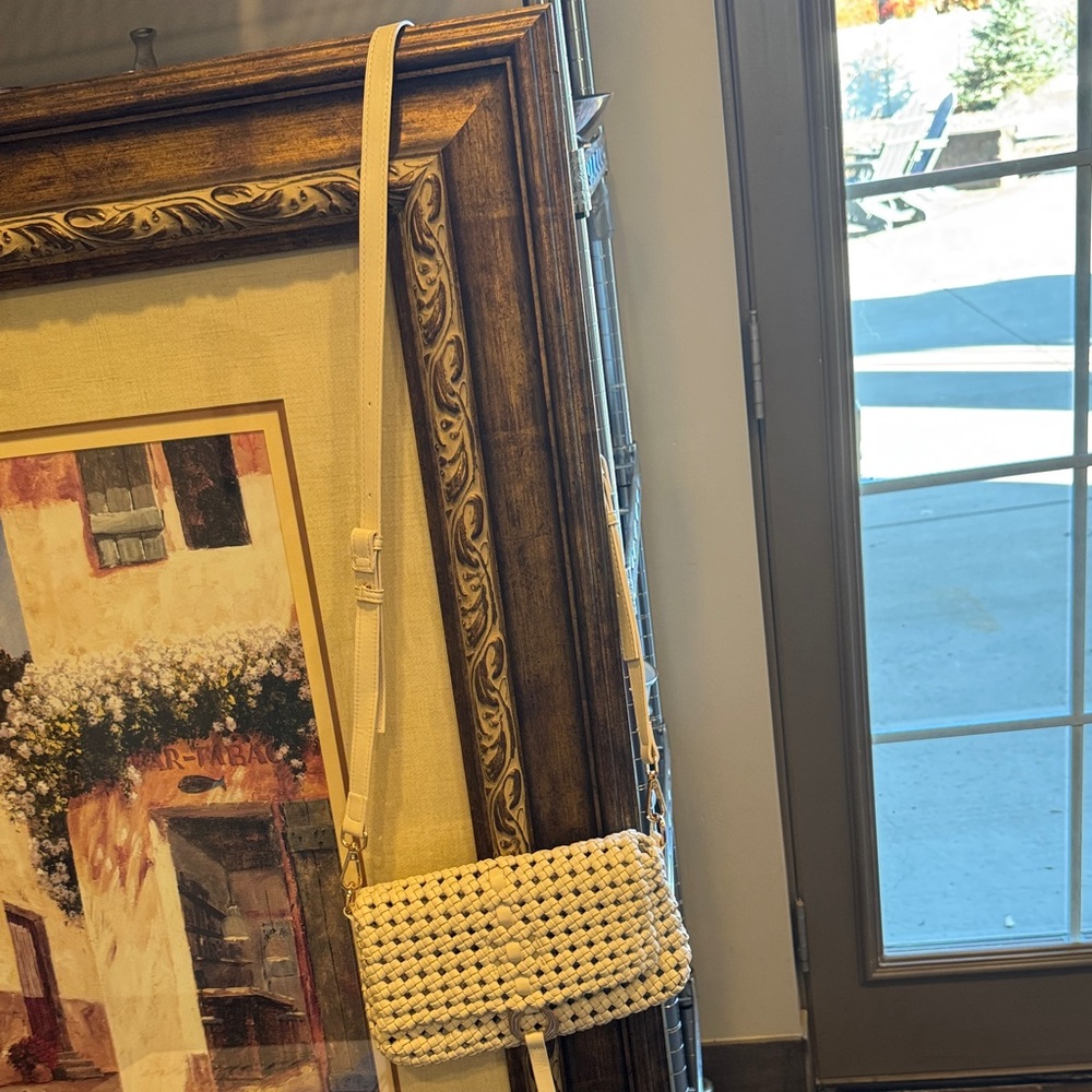 Woven Cream Crossbody Bag
